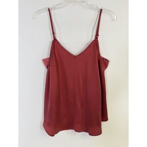 Floreat Women's Top 100% Silk Red Sleeveless V-Neck Basic Sz M Fairy Preppy Boho